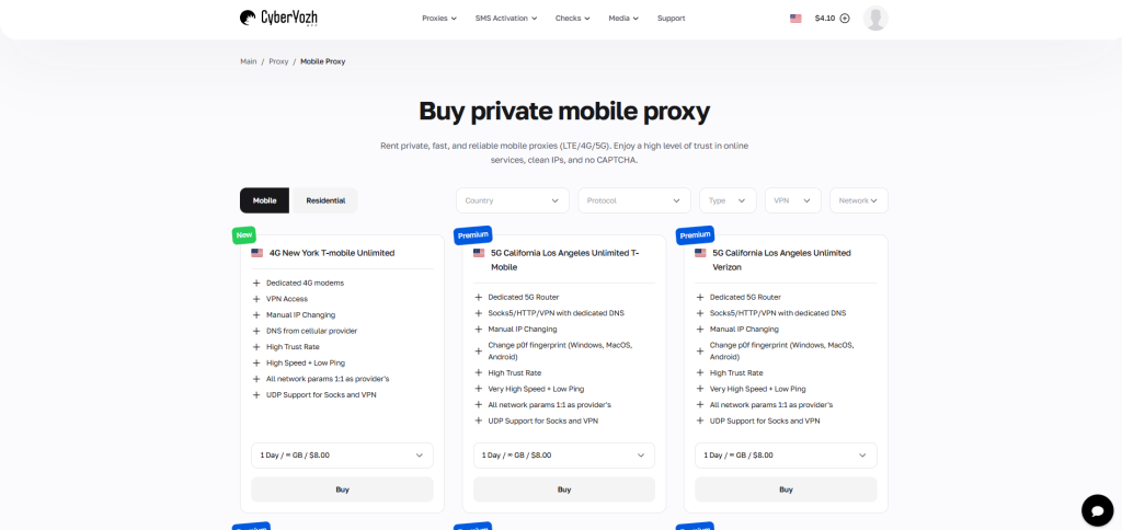 мобильные прокси CyberYozh